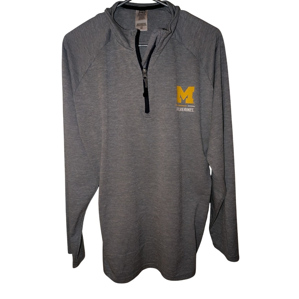 Proedge Michigan‎ Wolverines Womens Gray Quarter Zip Pullover Large Block M Logo